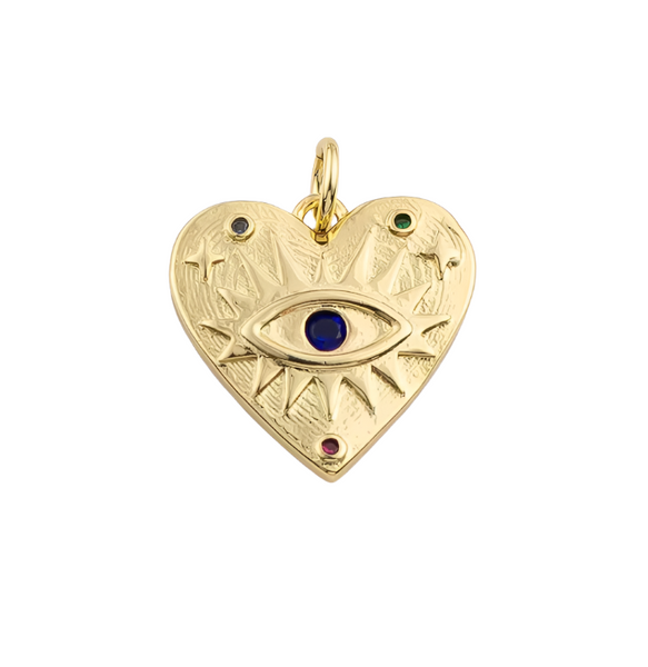Gold Filled Evil Eye Heart Pendant