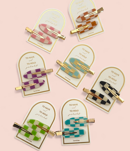 Debbie Checkered Hair Clips