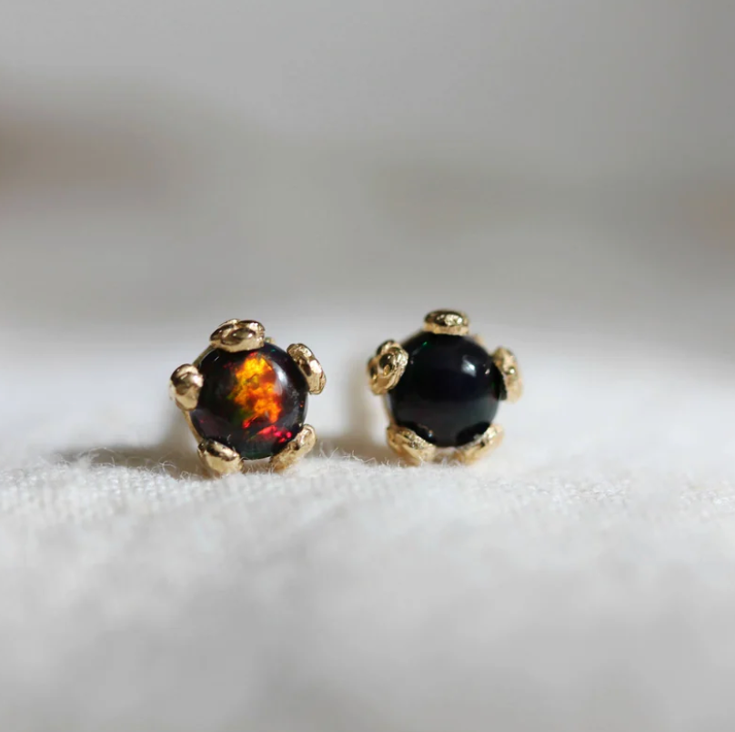 Tiny Flower Studs • Black Opal