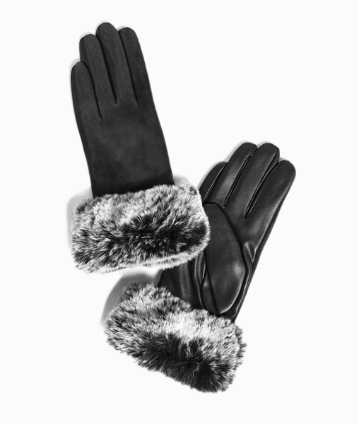 Suede + Leather Gloves • Black