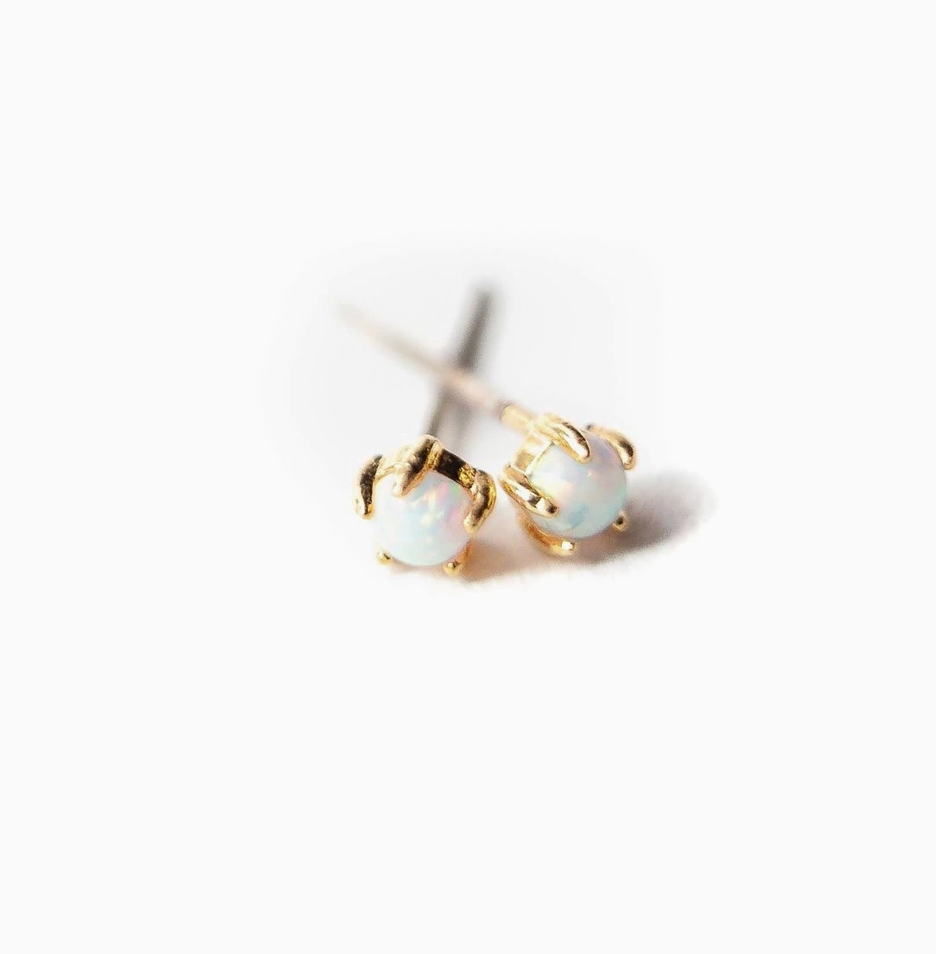 Tiny Opal Studs • 5 Prong