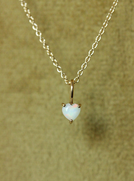 Tiny Opal Heart Necklace