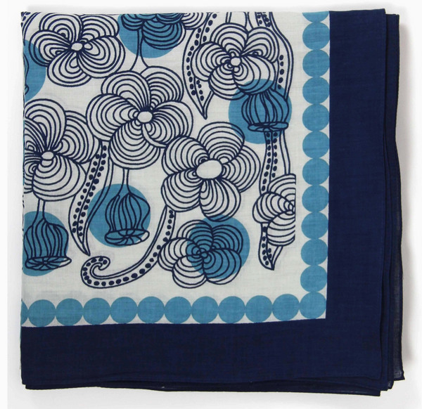 Burma Square Cotton Scarf • Blue