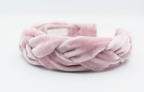 Velvet Braided Headband • Blush Pink