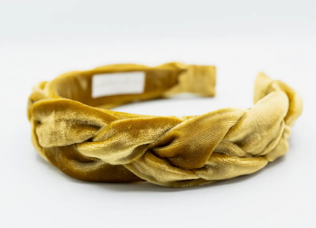 Velvet Braided Headband • Mustard